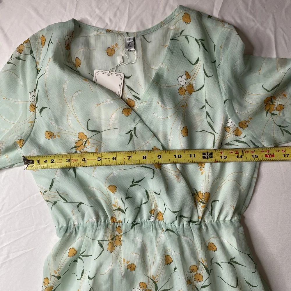 Floral Maxi Dress V Neck High Waist Chiffon Sz S NWT - Picture 8 of 17